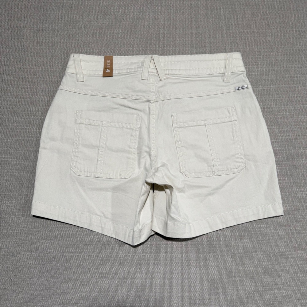 Prana Elle Shorts Womens 4 Chalk White Organic Cotton Stretch Hiking Gorpcore - Picture 2 of 8